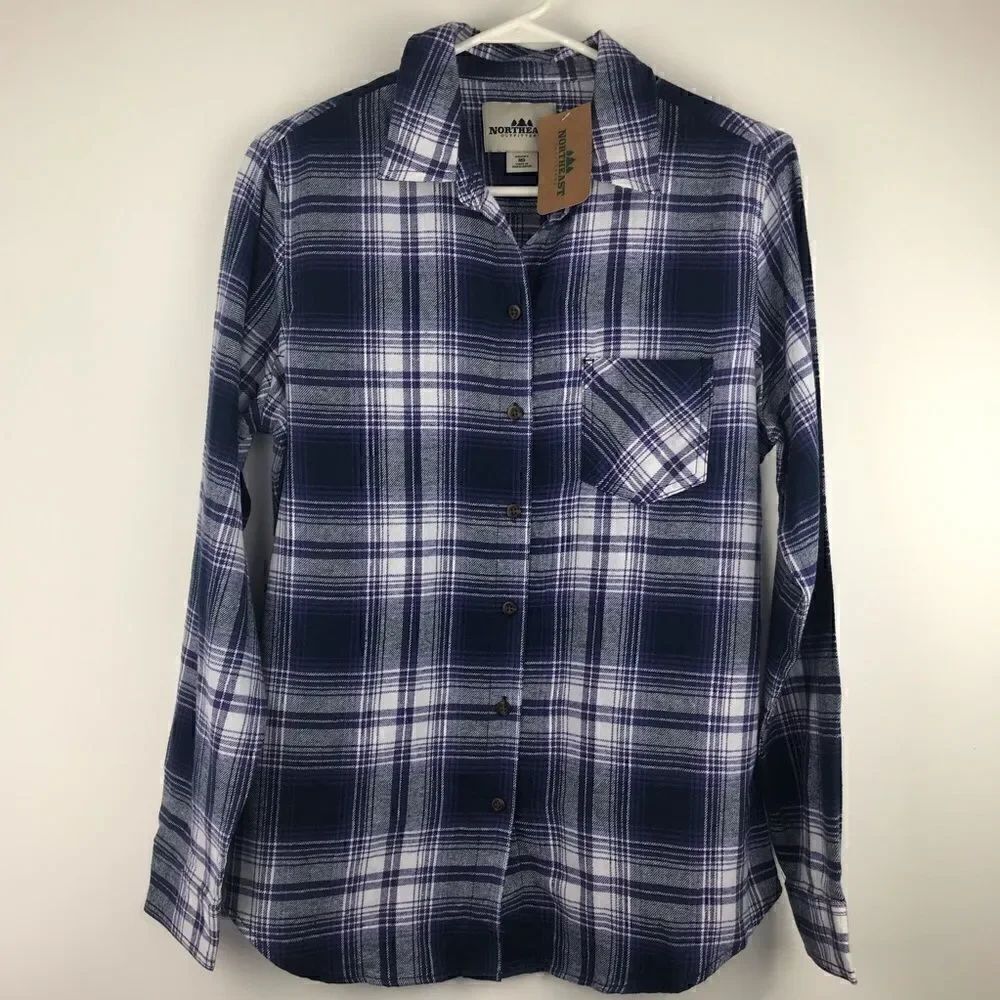 Northeast Outfitters Blue and White Plaid Lancelot Long Sleeve Shirt NEW